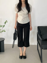 Paibee Collared Neck Shirred Blouse