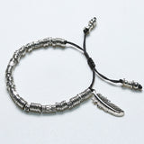 feather & antique silver beads bracelet