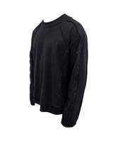 アンバランスネックラインスラッシュカットレイヤードTシャツ(ブラック)