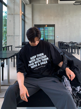ナンバーキプデニムレタリングベーシックオーバーフィット半袖Tシャツ
