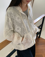 [MADE] Ducky Flower Punching Long Sleeve Hood Zip-Up
