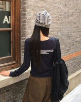 "ONLY" lettering U-neck short-sleeved T-shirt