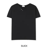 ヴェール ボタン Vネック ショートスリーブ Tシャツ