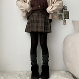 Upts Checkered Pleats Mini Skirt