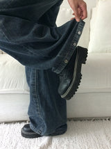 Deron Denim Washing Banding Snap Wide Pants
