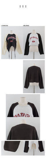 EMERGE KNIT SLEEVE SWEATSHIRT (CHARCOAL)