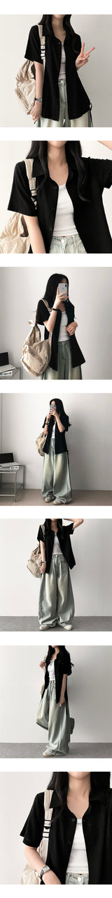 ベシアサイドストリングシャーリングチェック柄ショートスリーブシャツ