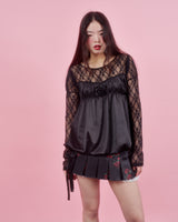 コサージュパフブラウス [BLACK]