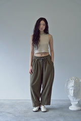 2-LAYER MICRO FLEECE SWEAT PANTS (Khaki)