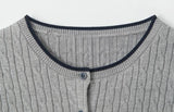 Classic Cable Knit Short-Sleeve Cardigan 231949399