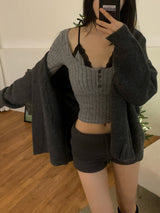 Melo Big Pocket Loose Fit Knit Cardigan