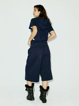 NY APLIQUE SS HOOD ZIP UP NAVY