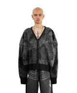 HIERARCHY STUDIOS Unsolved - Black Fingerprint Oversized Knit Cardigan