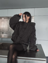 Ber denim padded hooded flight jumper