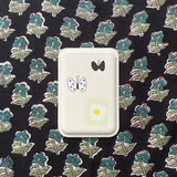 Flowers and Butterflies white leather card wallet set
