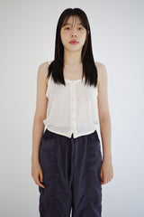 Linen blend Cutout top, Ivory