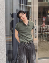 ウィート ピグメント リブ マッスル ヘンリーネック 半袖Tシャツ