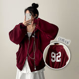 Moco Number Patch Embroidery Overfit Two Way Hooded Zip-Up