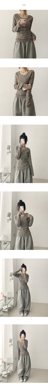 Brae U-Neck Dangara Round Long Sleeve T-Shirt