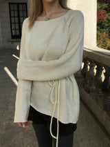 [Guest Look] Latte Boat Neck Loose Fit Long Knit (4c)