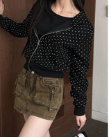 Slim dot hood zip up(2color)