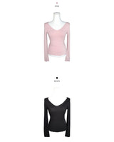 Deep V-Neck Ribbed Knit (4colors)