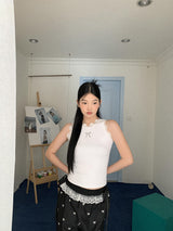 cat lace bow sleeveless tee