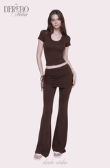 Liiv short-sleeve cap training shirring pants set (REGULAR PANTS)