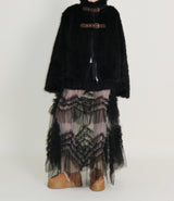Rachel Two-Belt Detail Short Length Fur Jacket (Lining Quilted)