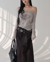 rose lace off-shoulder T-shirt
