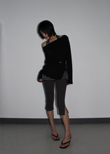LACE SLIT BIKER LEGGINGS