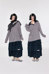チェックラッフルスカート  Navy