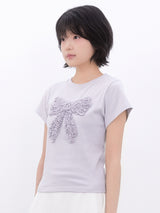 Dot Frill Ribbon T-Shirt (BABYBLUE)