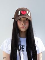 I ♡ U Crochet Cap-Brown
