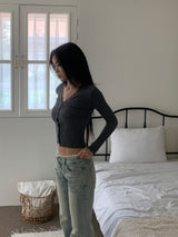  Touch Lace Trim Light Blue Bootcut Denim Pants