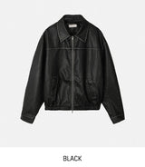 Pond cut washing two-way leather jacket