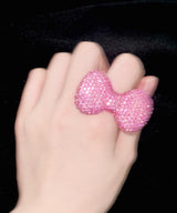 pink ribbon cubic ring