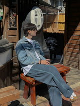 De Lap High Damage Crop Denim Jacket (2color)