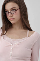 Amelie Lace layered top, Pink