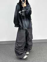 dirty two-way open hoodie