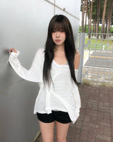Beats Two-Button Deep V-Neck Long Sleeve