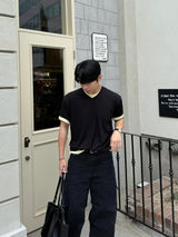 Dimen layering v-neck short sleeve
