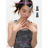 BETWEENAND xsunonebird Summer two-color beaded fake pocket V-neck top for women, used to cover the breasts