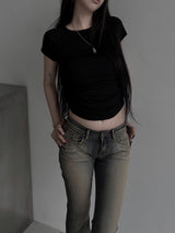 basic shirring short sleeve (2color)