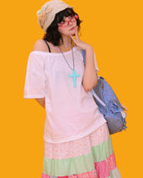 love<3 patchwork long skirt