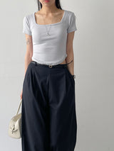 Eiffel Stripe Banding Wide Slacks