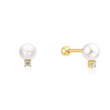 gold shell pearl sparkle point barbell single piercing E070-14G