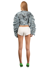 POP Big Sleeve Ruched Denim Shirt