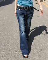 Blue washing boots cut pants