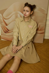 Campus Lover Beige Crop Shirt [For women]